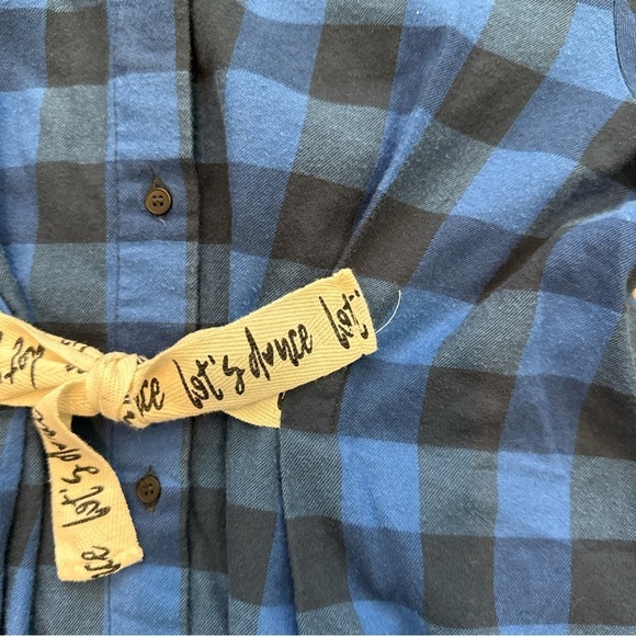 Zara Girls Blue Plaid Shirt Dress 11/12 | Let’s Dance Tie Fall Flannel Look - Picture 5 of 8
